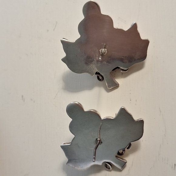 Vintage Silver Grape Cluster Earrings, Sterling Silver Mexico Taxco - Picture 5 of 6